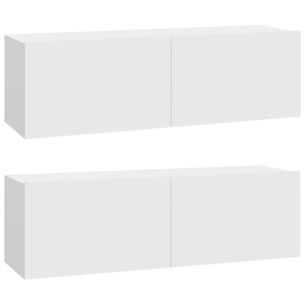 Mobile TV multimediale da parete mensola TV mobile TV credenza per sala da pranzo soggiorno camera da letto 2 pezzi 100 x 30 x 30 cm legno ingegnerizzato bianco 02_0028898