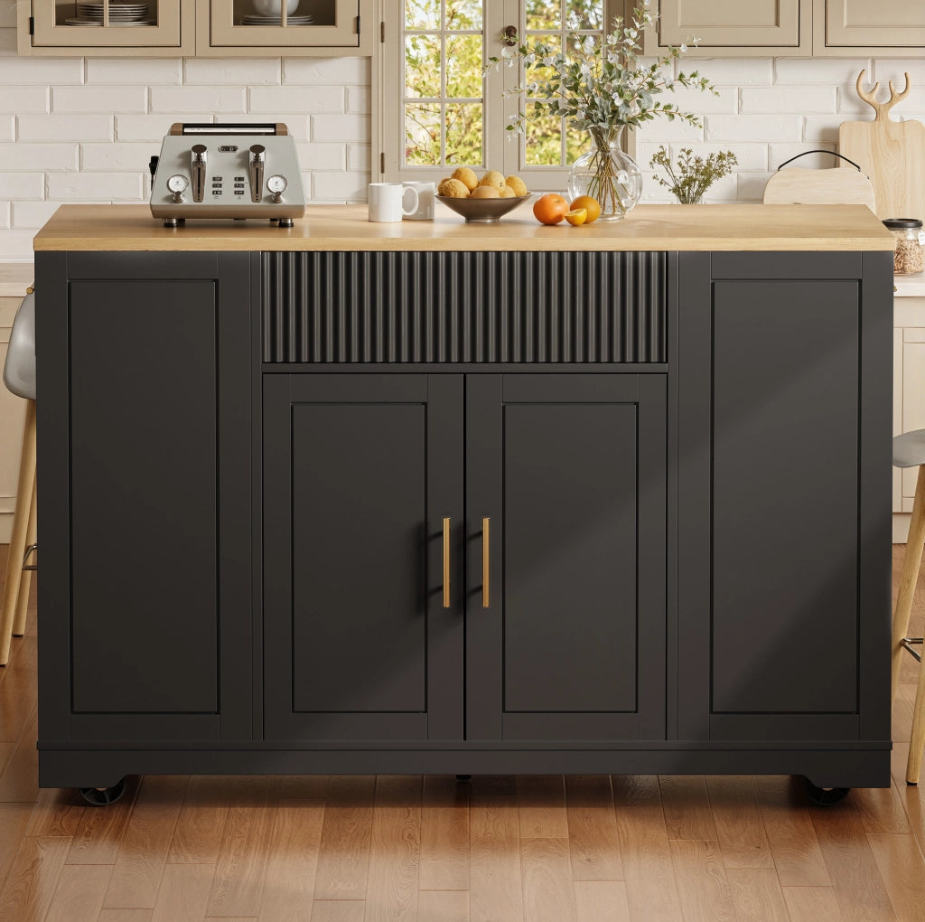 Isola cucina mobile 120x50x92 cm con vano portarifiuti