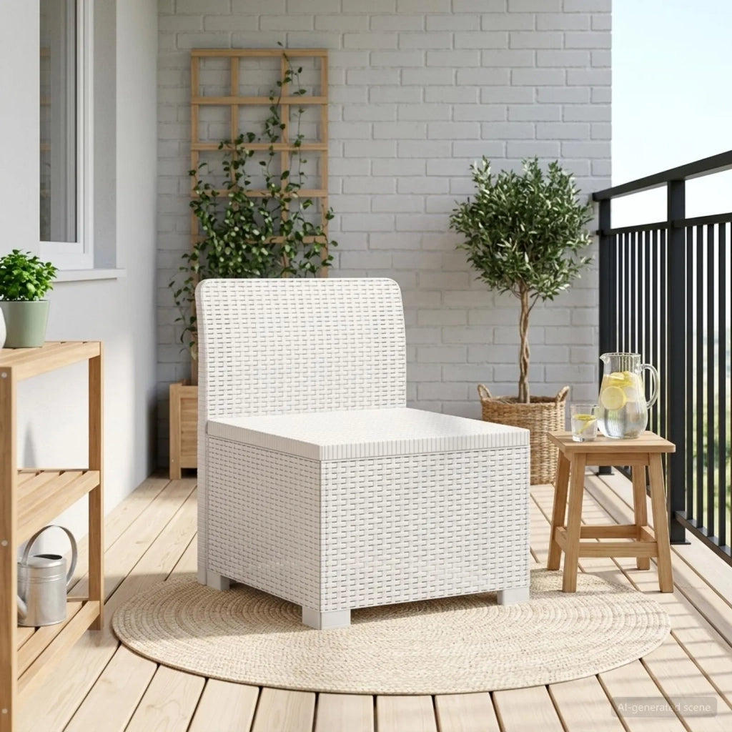 Divano da Giardino a 1 Posto Aspetto Rattan PP Bianco 8011778