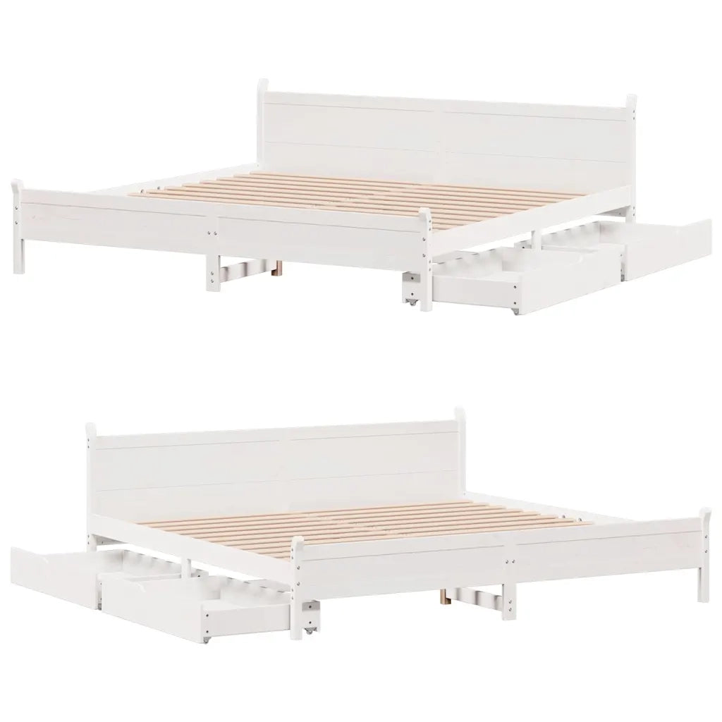 Giroletto senza Materasso Bianco 200x200 cm Legno Massello Pino