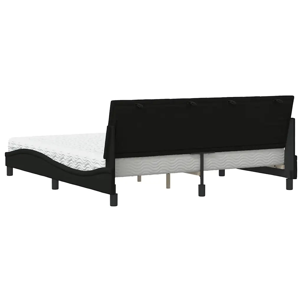 Letto con Materasso Nero 180x200 cm in Tessuto