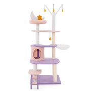 Tiragraffi multilivello 59 x 49 x 158 cm con comoda amaca e tiragraffi stile moderno in sisal rosa-viola 20_0019517