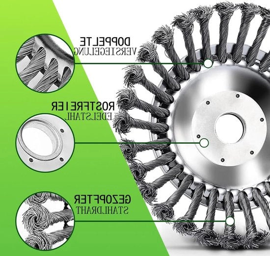 Set di spazzole per erbacce - 3 pezzi - rimozione erbacce - spazzola a fili - 150 x 254 mm - spazzola rotonda - spazzola per erbacce - spazzola per giunti