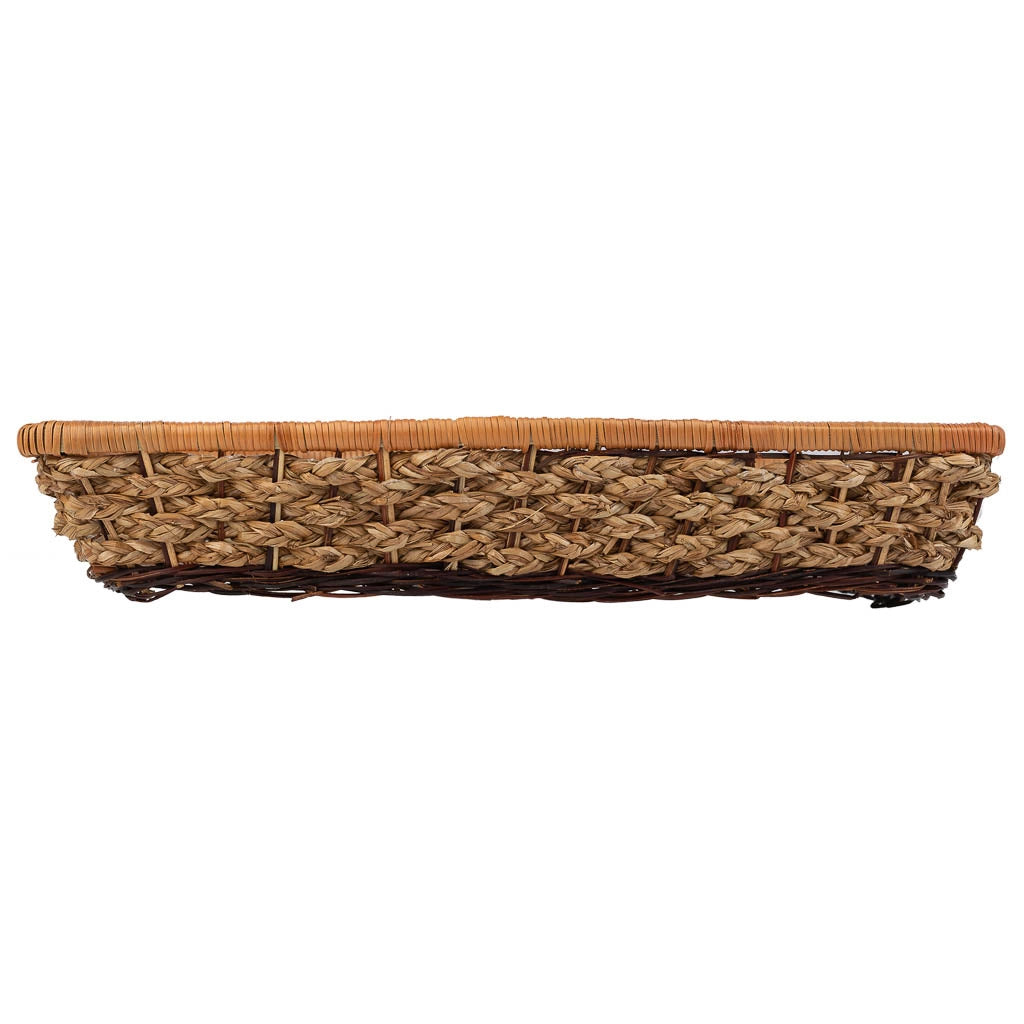 Vassoio rettangolare in corda intrecciata marrone 50x40x08h