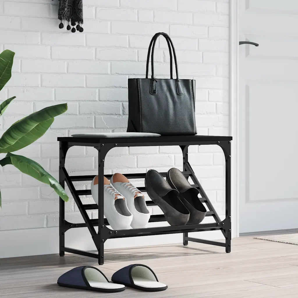 Scarpiera-Scaffale per scarpe Nera 60x30x45 cm in Legno Multistrato