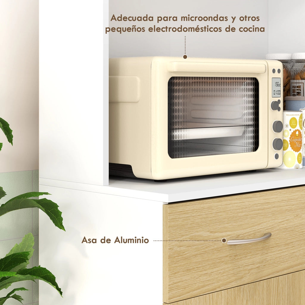 Tavolo da cucina con cassetti e ripiani regolabili ¨C Minimal ¨C 80x40x180 cm bianco naturale
