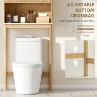 Mobile sopra WC con doppio armadio e ripiani, 66 x 25 x 168 cm, Legno