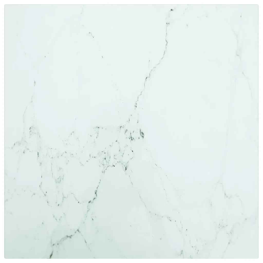 Piano Tavolo Bianco 40x40 cm 6mm Vetro Temperato Aspetto Marmo cod mxl 71346