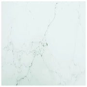 Piano Tavolo Bianco 40x40 cm 6mm Vetro Temperato Aspetto Marmo cod mxl 71346