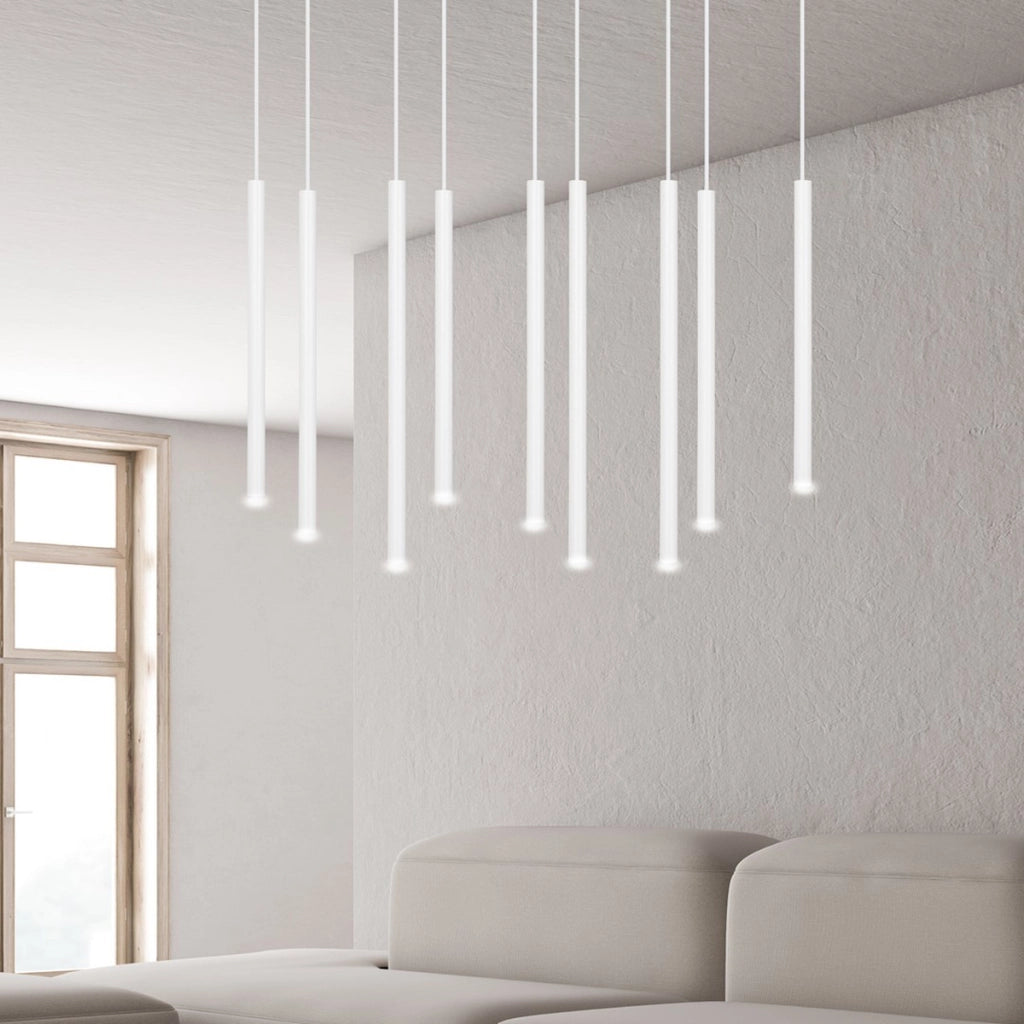 Lampada a sospensione Selter in acciaio bianco opaco