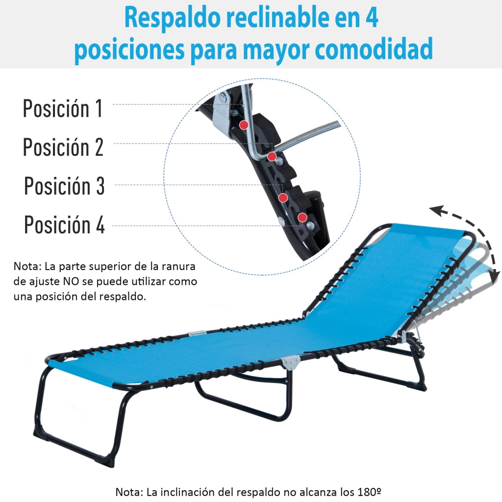 Tumbona reclinabile ¨C zephmum ¨C 189x58x30 cm blu chiaro