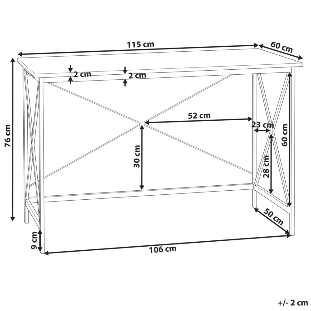 Scrivania da ufficio in legno scuro con piano in MDF Nero gambe in metallo 115 x 60 cm industriale