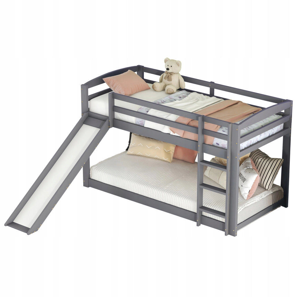 Letto a castello con scivolo - Xylo - 90x200 - Grigio