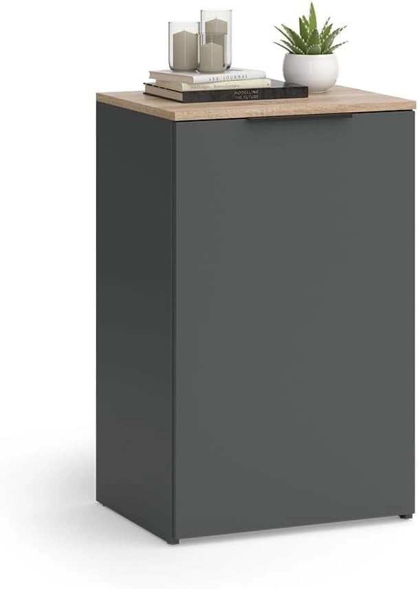 Credenza Wido, Antracite, 50 x 80 cm con ripiano, per la conservazione e l'organizzazione salvaspazio