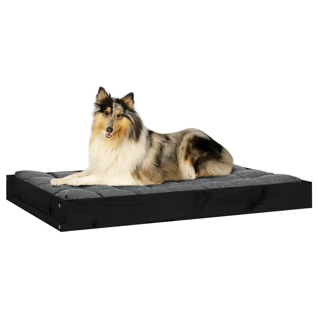 Cuccia per Cani Nera 91,5x64x9 cm in Legno Massello di Pino 820865