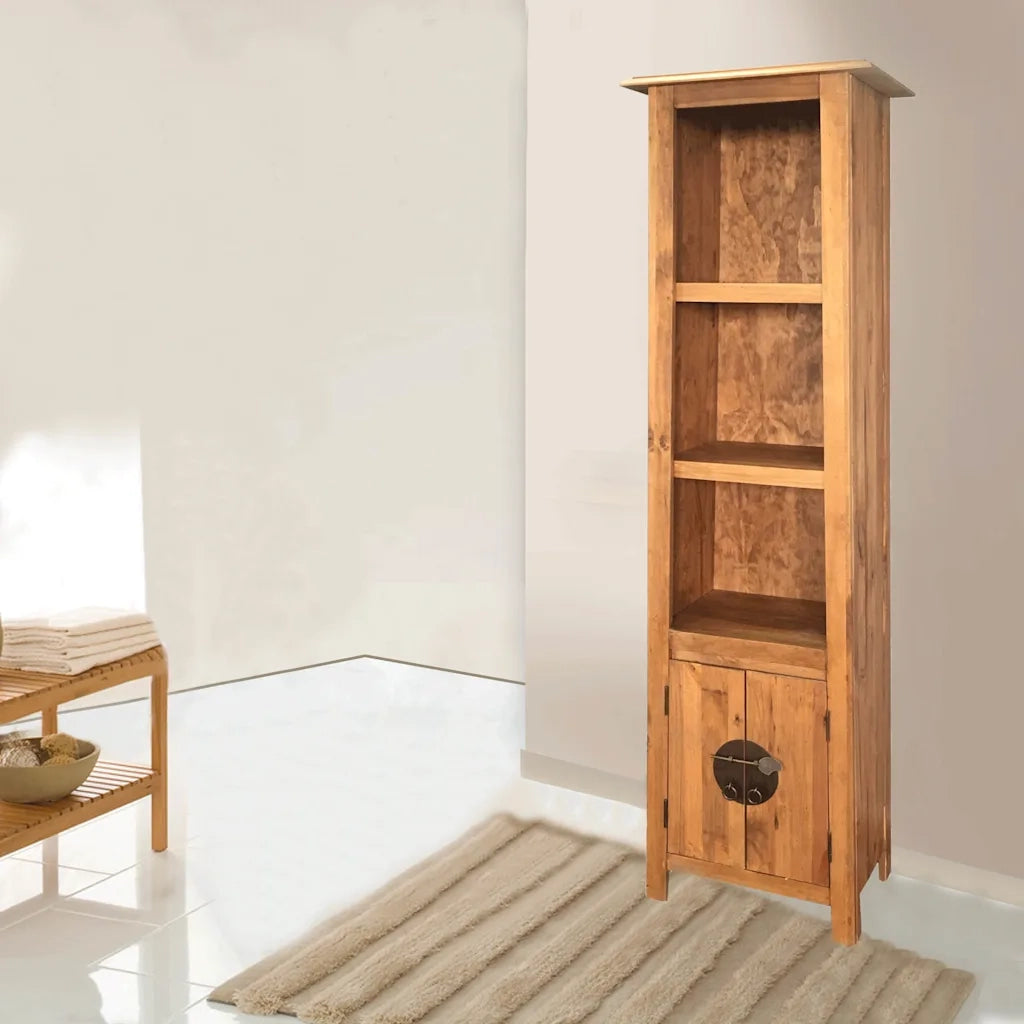 Mobile da Bagno Autoportante Legno Massello di Pino 48x32x170cm 246036