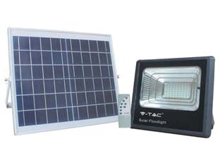 PROIETTORE LED CON PANNELLO SOLARE IP65  20w  4000  °K naturale  1650 lm  278x70x238h.    VTAC