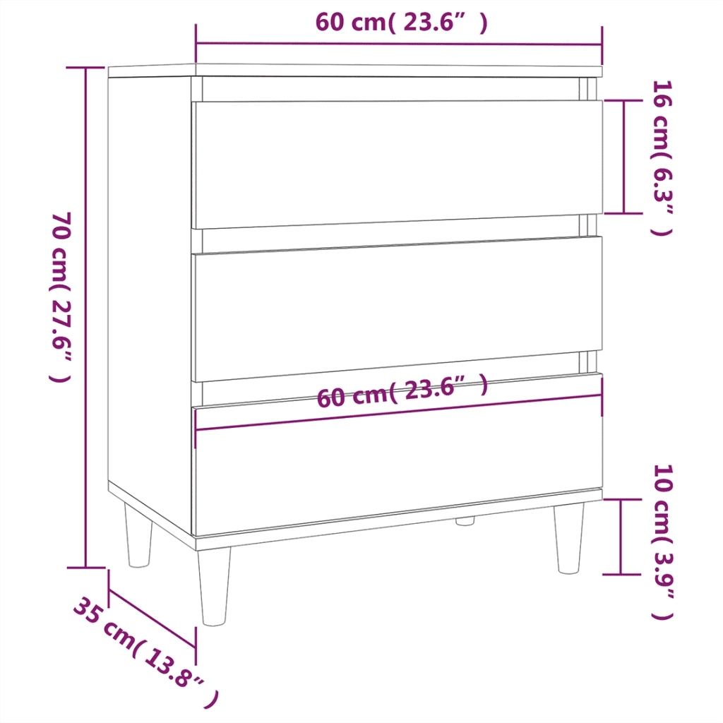 Credenza Grigio Cemento 60x35x70 cm in Legno Multistrato cod mxl 27280