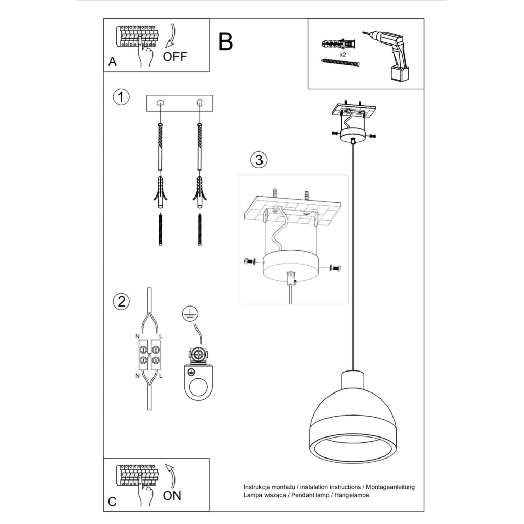 Lampada a sospensione cemento RENATO Pure Lume E27 28cm