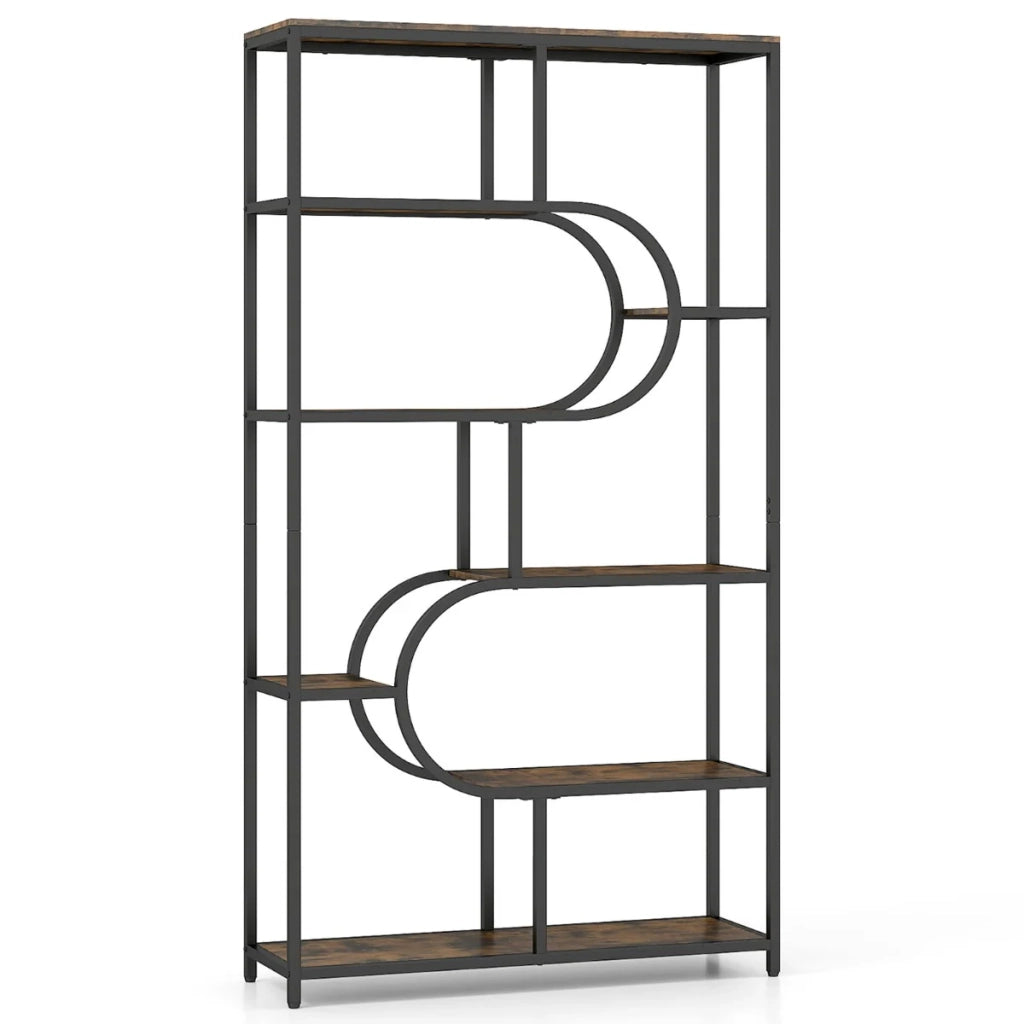 Libreria a U a 8 ripiani 95 x 30 x 175 cm design moderno open space metallo marrone rustico 20_0017960