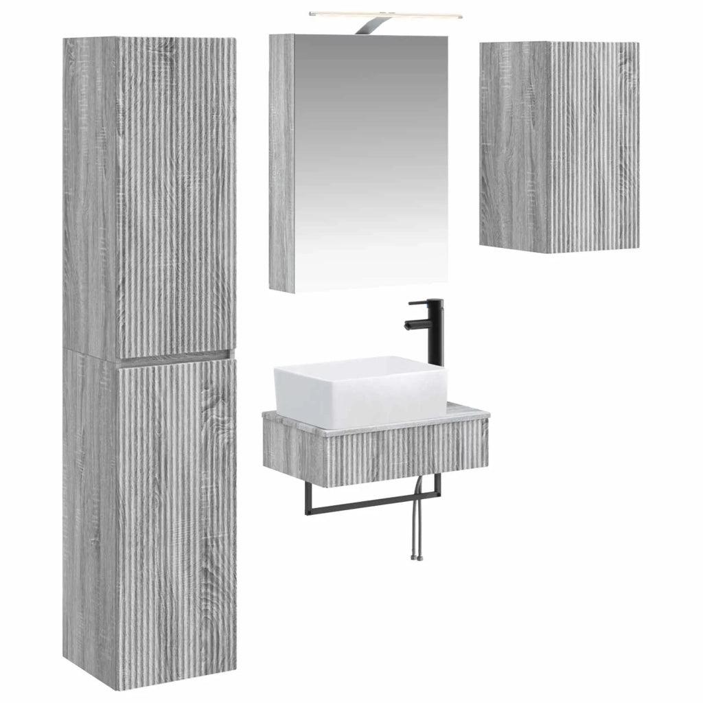Set di mobili per il bagno 5 pcs Sonoma grigio 3407268
