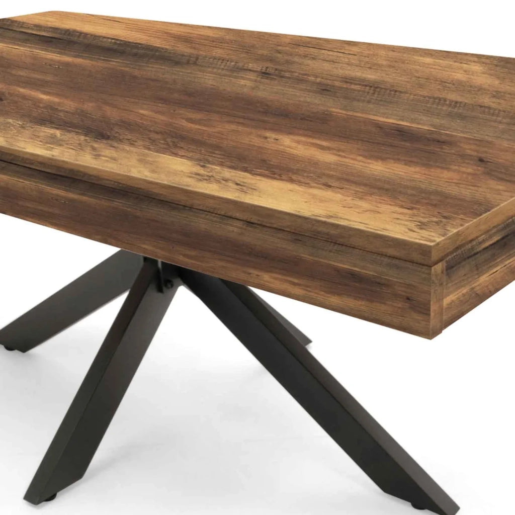 IDMarket - Mesa de centro ALIX 110 cm con patas de araña de madera oscura, envejecida y efecto negro