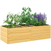 Fioriera Rettangolare 140x60x40 cm Divisa in 3 Aree con Strato in Tessuto non Tessuto in Legno di Abete