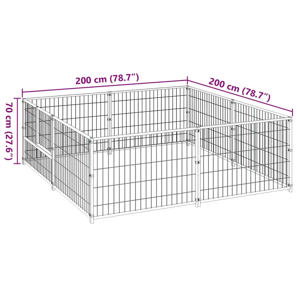 Gabbia per Cani Nera 4 m² in Acciaio 3082109