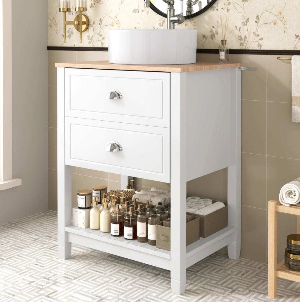 Mobile bagno freestanding con lavabo rotondo in ceramica, 60 cm