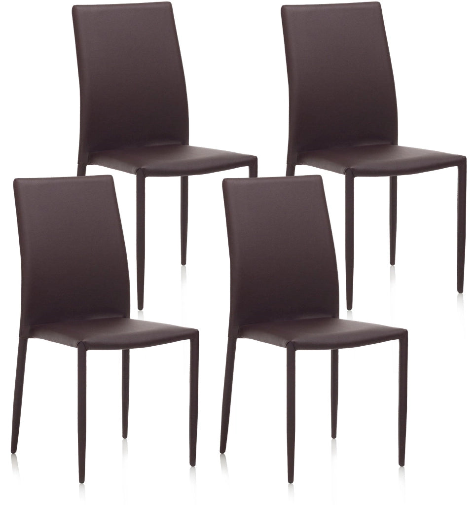 Set 4 Sedie 43,5x46,5x90,5 cm in Similpelle Marrone
