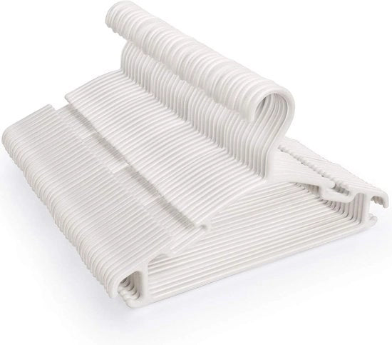 Kleerhangers in plastica per capi da bambino - Antiscivolo liscio - Bianco - 27,5 cm - 48 pezzi