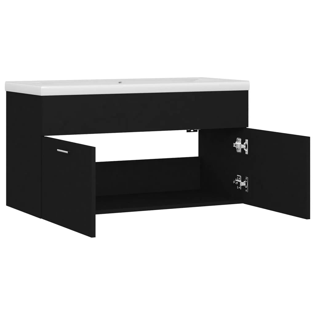 Mobile lavabo con vasca integrata 90 x 38,5 x 46 cm truciolare nero 02_0006512