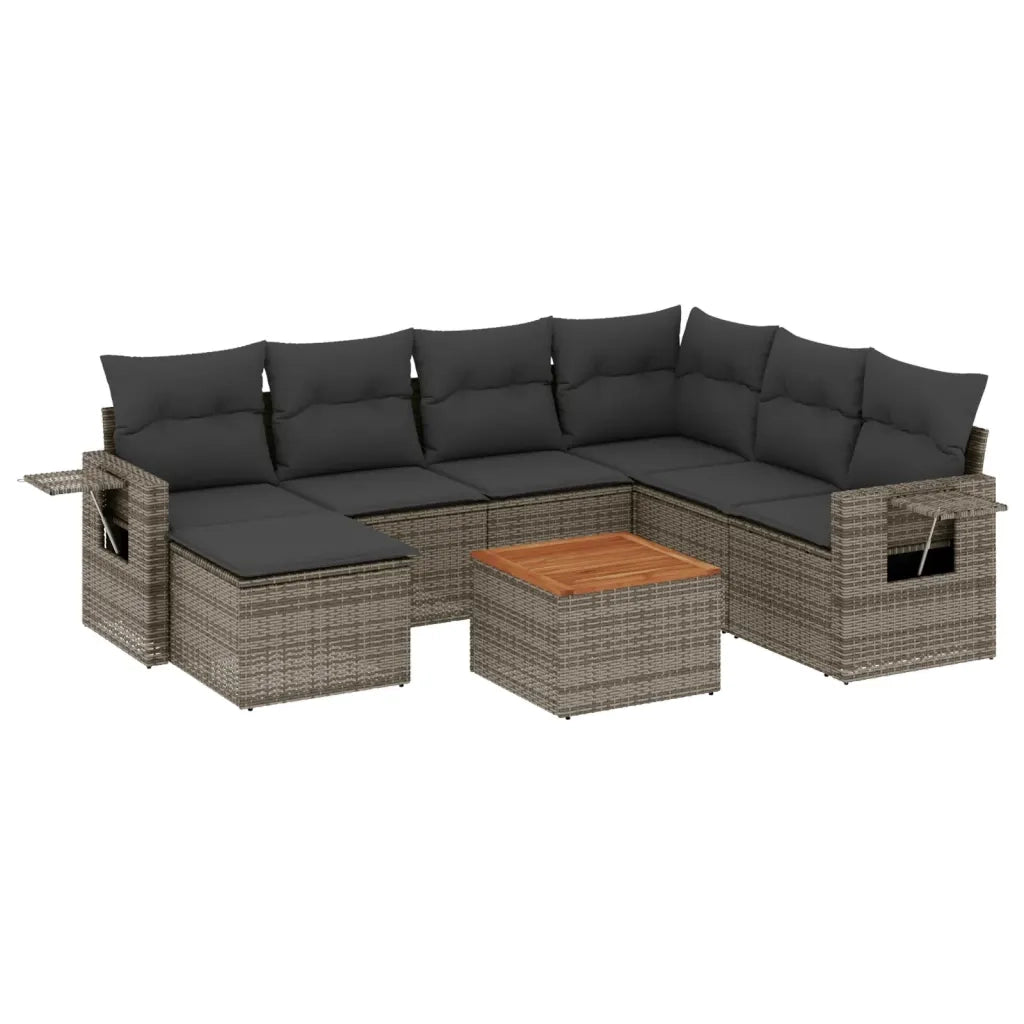 Set Divano da Giardino 8 pz con Cuscini Grigio in Polyrattan 3257012