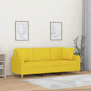 Divano a 3 Posti con Cuscini Giallo Chiaro 180 cm in Tessutocod mxl 99133