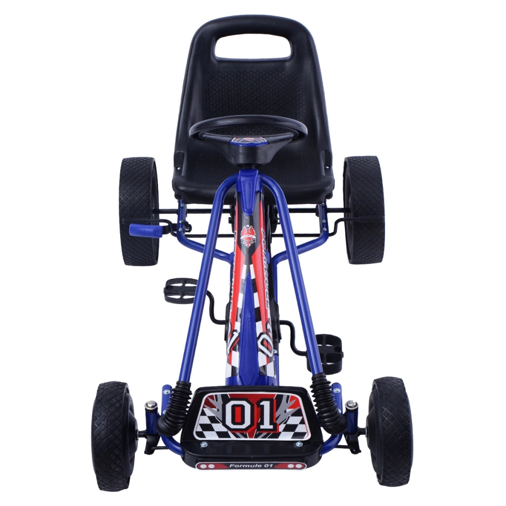 Go Kart per bambini a pedali regolabile Go kart con sedile in PP 98x59x61cm Blu-Go Kart