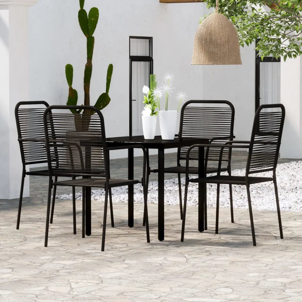 Set Mobili da Pranzo per Giardino 5 pz | Set Salotto da Giardino Nero