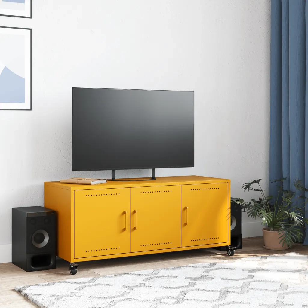 Mobile TV Giallo Senape 100,5x39x43,5 cm in Acciaio 846647