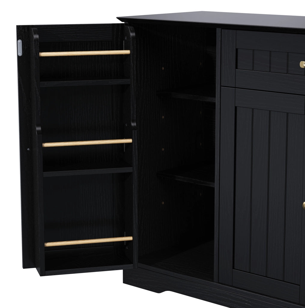 Credenza nera in MDF con 3 ante, cassetto e ripiani regolabili