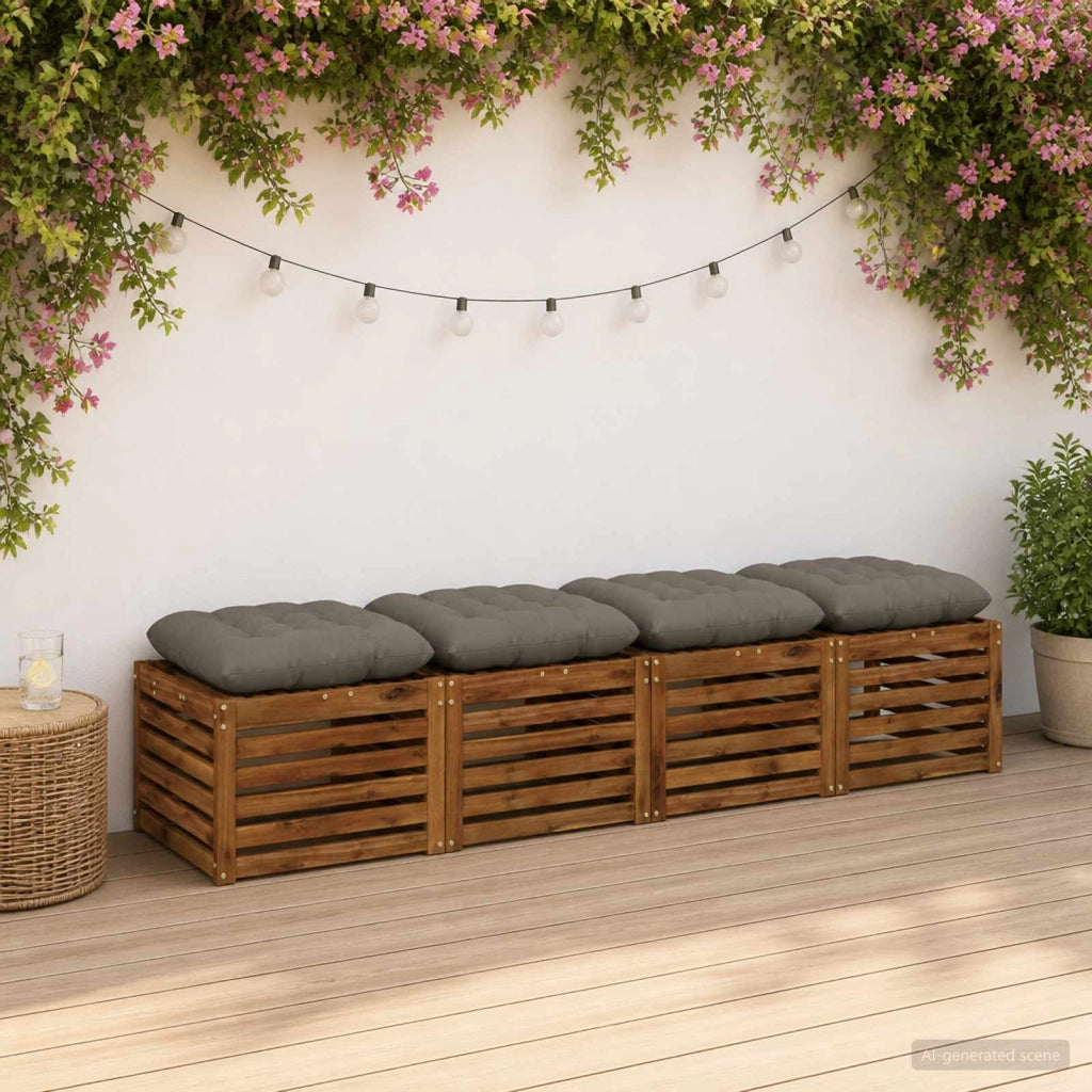 Cuscini per Seduta VIANEN 4 pz 100% Poliestere Grigio 953564