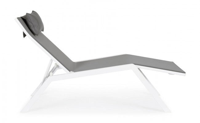 Lettino Chaise Longue da Giardino 65,5x177x105h cm con Cuscino Poggiatesta Krion Bianco