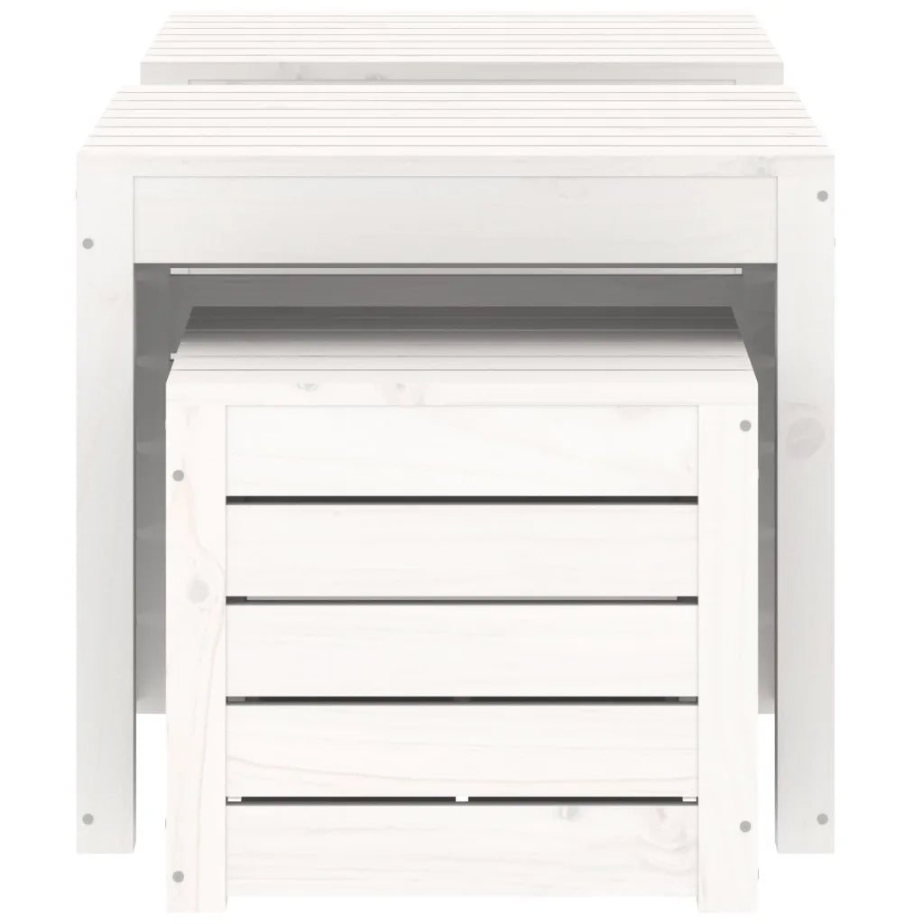 Set Cassette da Giardino 3 pz Bianco in Legno Massello di Pino 823956