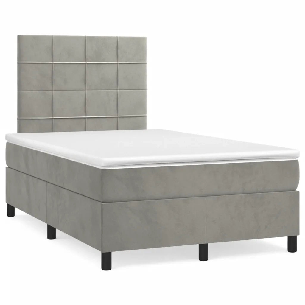 Giroletto a Molle con Materasso Grigio Chiaro 120x190cm Vellutocod mxl 92252