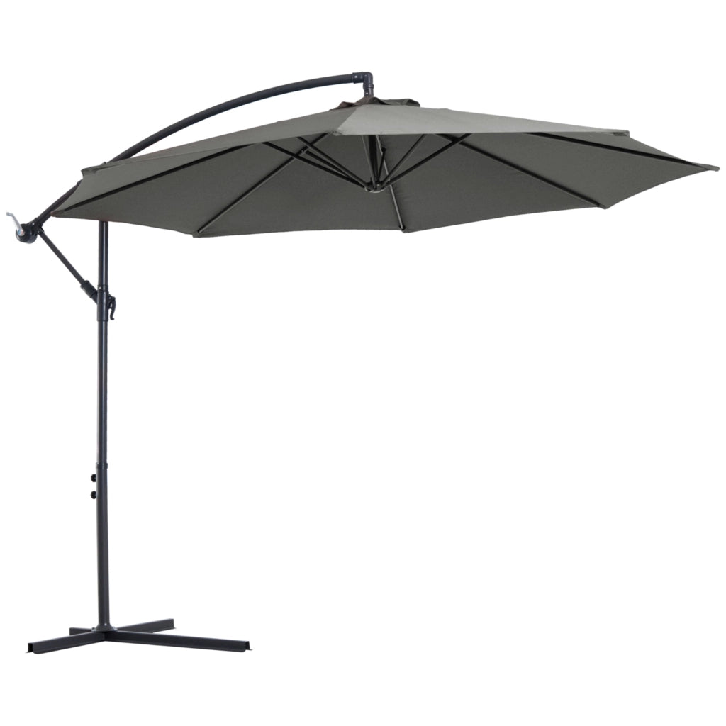 Ombrellone da Giardino Decentrato Ø300x250 cm in Acciaio e Poliestere Grigio