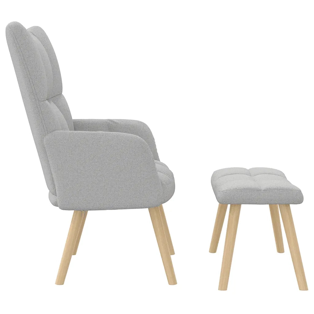 Sedia Relax con Poggiapiedi Grigio Nuvola in Tessuto 4016777