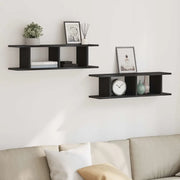 Mensole da Parete 2 pz Rovere Nero 75x18x20 cm in Truciolato