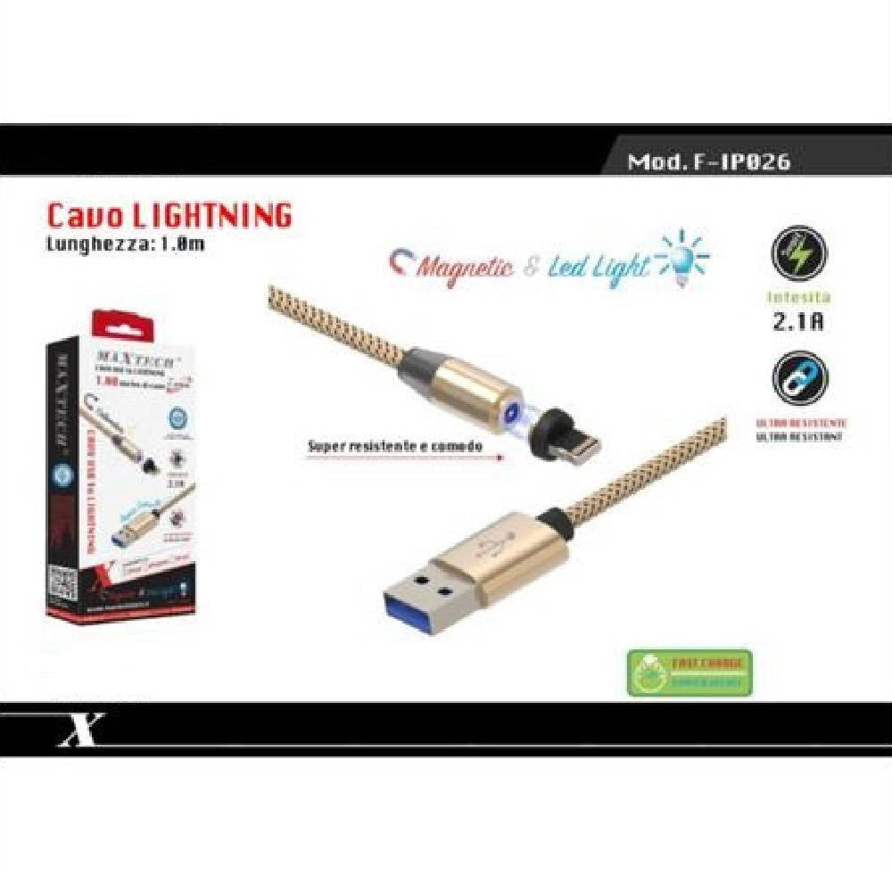 Trade Shop - Cavo Lightning 1mt Usb Intrecciato Magnetico Ricarica Ipad Iphone Maxtech F-ip026 -