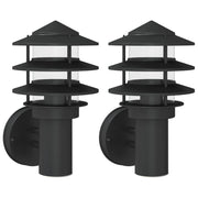 Set di 2 applique da esterno 15,5 x 15,5 x 28 cm design elegante resistente alle intemperie acciaio inox nero 02_0056552