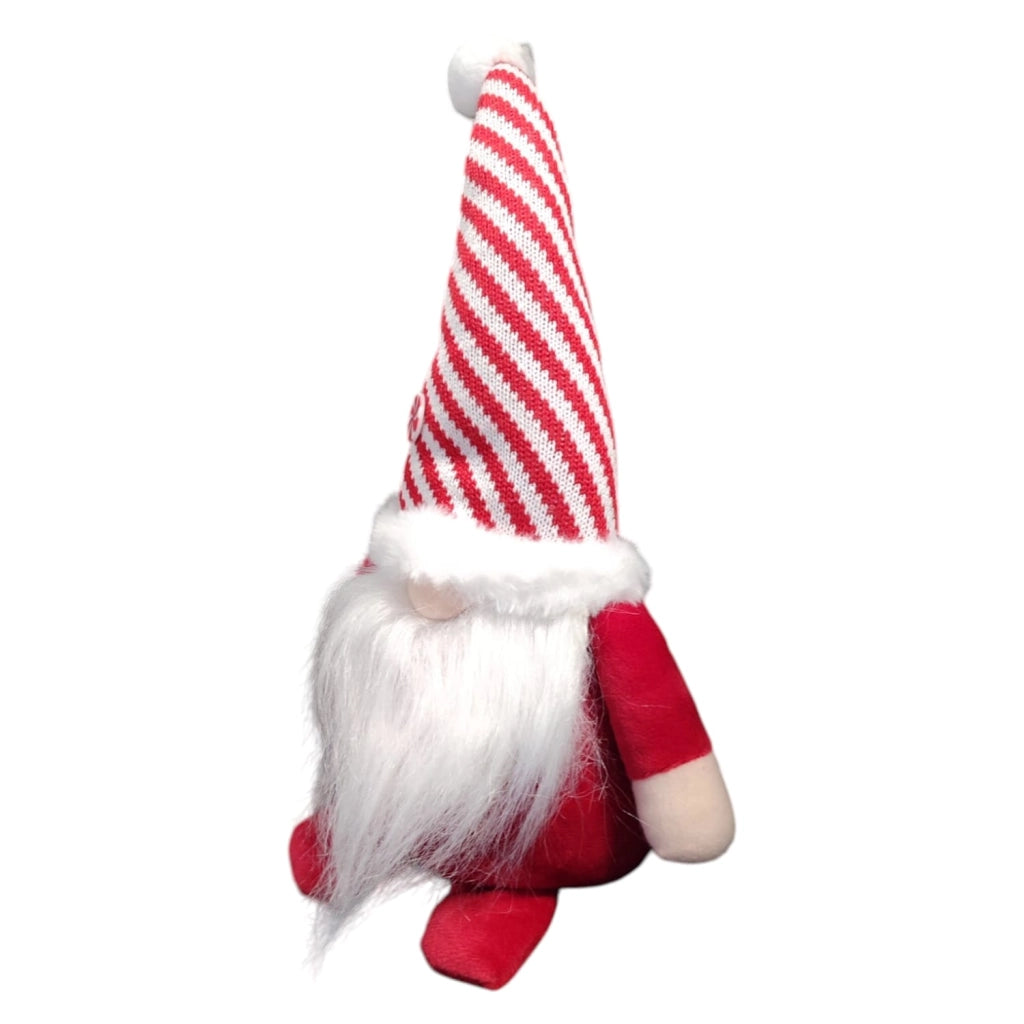 GNOMO NATALIZIO DECORATIVO BABBO NATALE CON CAPPELLO A RIGHE 43,5CM BASE PESANTE
