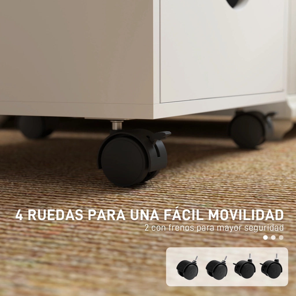 Cassettiera Ufficio con Ruote e 5 Cassetti ¨C Xylo ¨C Bianco 40x40x67 cm