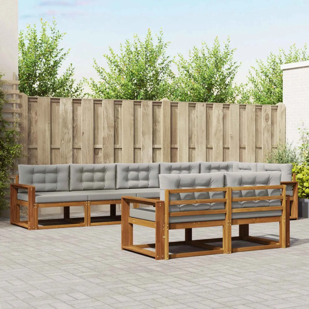 Set di divani da esterno 8 pcs Grigio Naturale e Chiaro